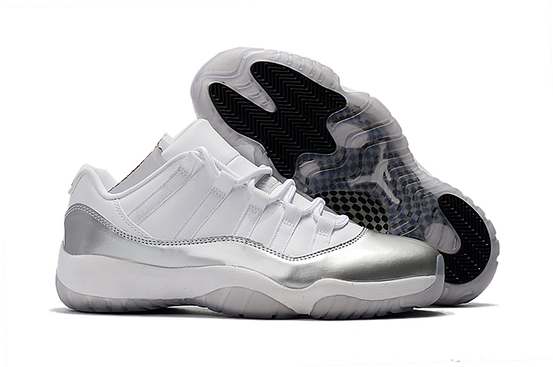 New Air Jordan 11 Retro Low White Metallic Silver Shoes